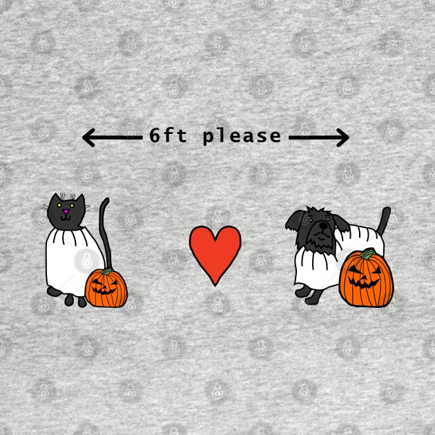 Cat and Dog Social Distancing a Halloween Horror by ellenhenryart